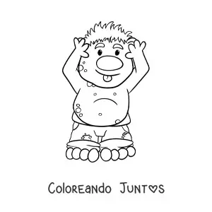Imagen para colorear de troll animado gracioso sacando la lengua