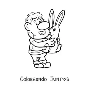 Imagen para colorear de troll animado con un conejo
