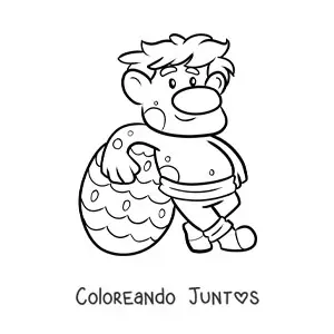 Imagen para colorear de troll animado con un huevo de pascua