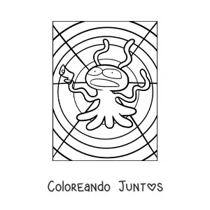Imagen para colorear de alienígena animado con un arma