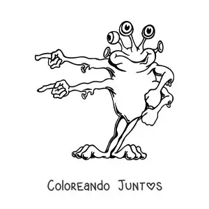 Imagen para colorear de caricatura de un extraterrestre gracioso