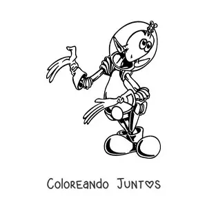 Imagen para colorear de caricatura de un marciano simpático