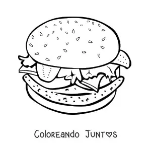 Imagen para colorear de una hamburguesa realista