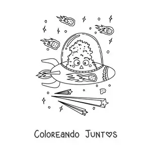 Imagen para colorear de alienígena volando en su nave espacial