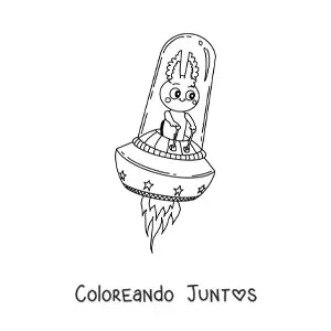 Imagen para colorear de alienígena volando en un ovni