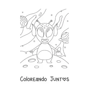 Imagen para colorear de alienígena en la Luna