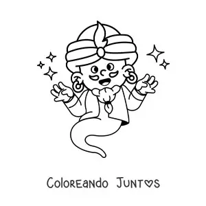 Imagen para colorear de genio animado mágico