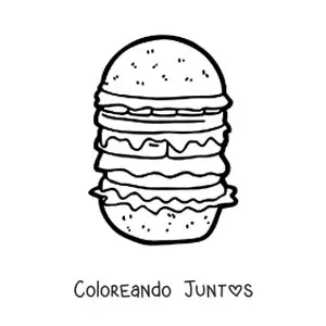 Imagen para colorear de una hamburguesa triple