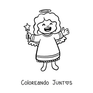Imagen para colorear de ángel femenino animado