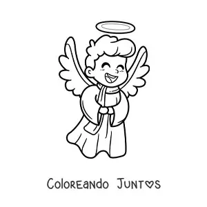 Imagen para colorear de ángel feliz animado