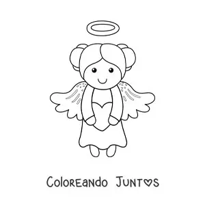 Niña ángel animada volando con corazón