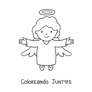 Imagen para colorear de ángel fácil volando