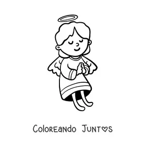 Imagen para colorear de ángel animado rezando