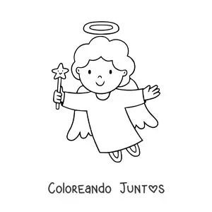 Imagen para colorear de ángel sencillo volando