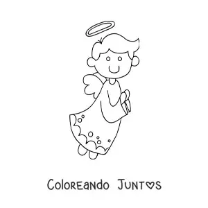 Imagen para colorear de ángel de la guarda volando