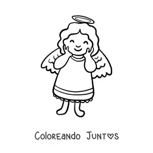 Imagen para colorear de ángel tierno animado