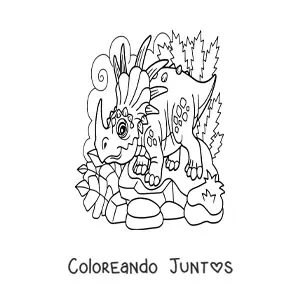 Imagen para colorear de especie parecida al triceratops con un solo cuerno