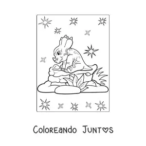 Imagen para colorear de triceratops bebé sentado