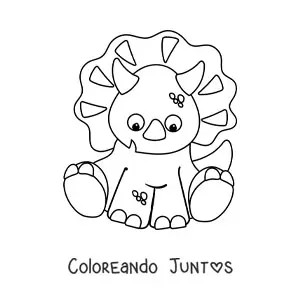 Imagen para colorear de triceratops tierno sentado