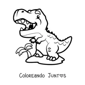 Imagen para colorear de tiranosaurio rex bebé animado