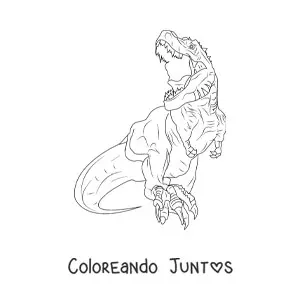 Imagen para colorear de tiranosaurio rex realista corriendo de frente