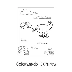 Imagen para colorear de tiranosaurio rex animado