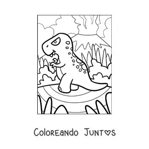 Imagen para colorear de caricatura de un tiranosaurio rex grande