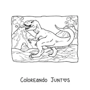 Imagen para colorear de t rex realista en su hábitat