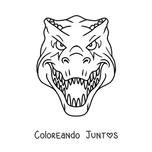 Imagen para colorear de cara de un tiranosaurio rex de frente