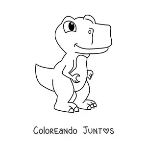 Imagen para colorear de tiranosaurio rex bebé kawaii grande