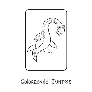 Imagen para colorear de dinosaurio acuático bonito animado