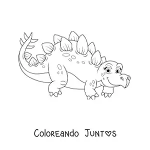 Imagen para colorear de dinosaurio terrestre animado