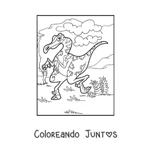 Imagen para colorear de dinosaurio terrestre bípedo en su hábitat