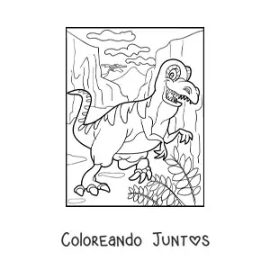 Dinosaurio terrestre animado en un cañón