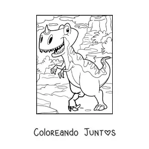 Dinosaurio terrestre bípedo con un cuerno