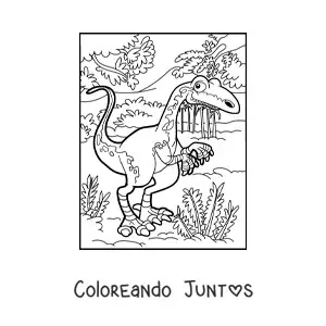 Dinosaurio terrestre bípedo en la selva