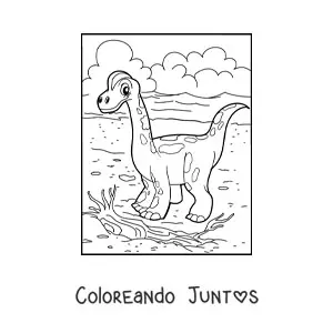 Imagen para colorear de dinosaurio terrestre bebé bonito