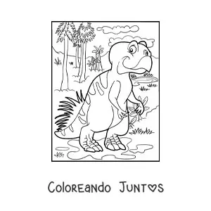 Imagen para colorear de dinosaurio terrestre grande animado
