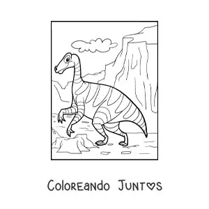Imagen para colorear de dinosaurio terrestre grande caminando en su hábitat
