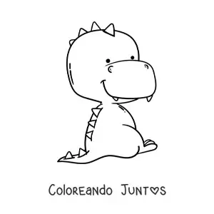 Imagen para colorear de dinosaurio bebé animado grande sentado