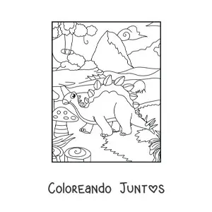 Imagen para colorear de dinosaurio herbívoro grande animado