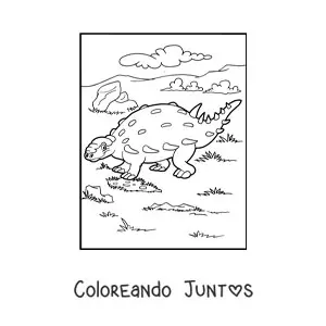 Imagen para colorear de dinosaurio gastonia herbívoro animado