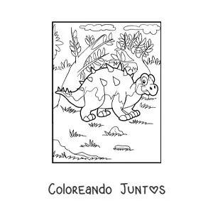 Imagen para colorear de dinosaurio polacantus herbívoro animado