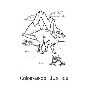 Imagen para colorear de dinosaurio parasaurolophus herbívoro animado