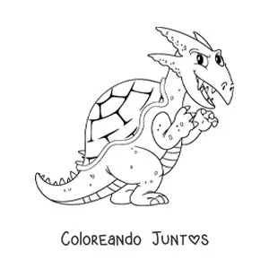 Imagen para colorear de caricatura de un dinosaurio herbívoro