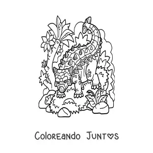 Imagen para colorear de dinosaurio herbívoro peligroso