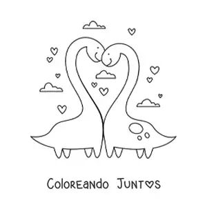 Dinosaurios de cuello largo tiernos enamorados
