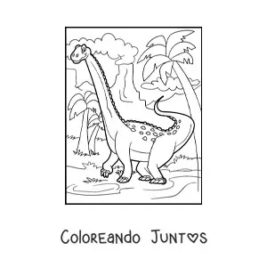 Dinosaurio brontosaurio en su hábitat