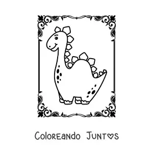 Imagen para colorear de dinosaurio de cuello largo tierno