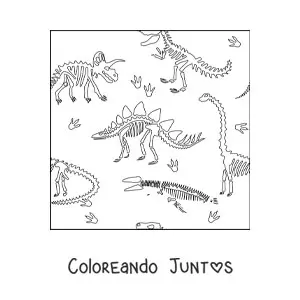 Imagen para colorear de huesos de dinosaurios
